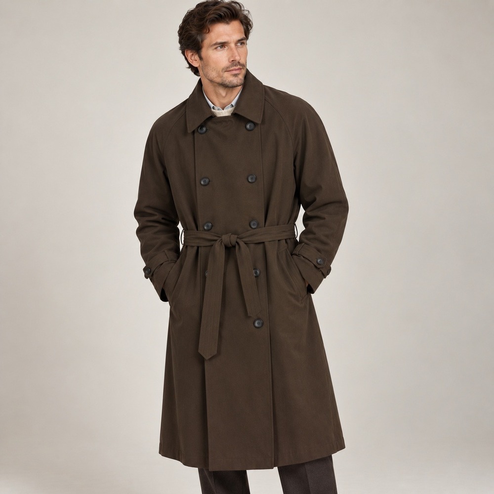 Lauren Ralph Lauren Trench Coat Mens 42L Brown Vintage Removable Liner Heritage